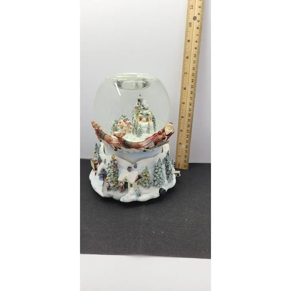 PartyLite Christmas Musical Snow Globe Santa Sleigh Village Lighted AS IS